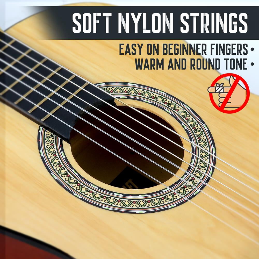36'' -Inch 6-String Classical Guitar - Guitar with Digital Tuner & Accessory Kit, (Nature Color)