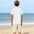 thumbnail image 6 of oelaio Boy's 2 Pieces Clothes Set Cotton Linen Summer Beach Outfits Short Sleeve Henley Shirts and Shorts Vacation Sets for Kids White 9 Years, 6 of 6