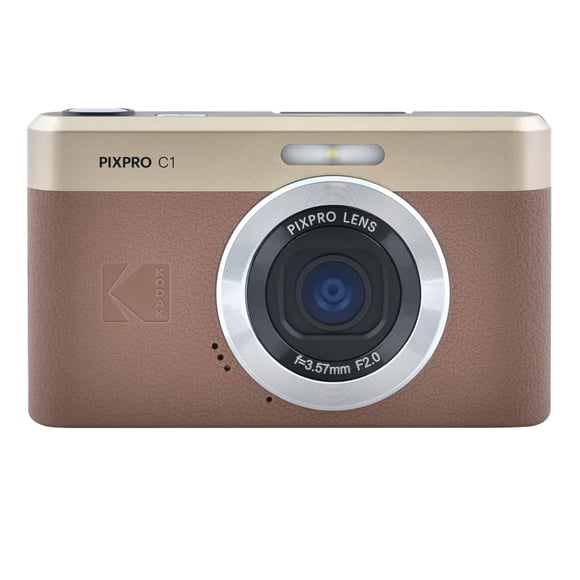 Kodak PIXPRO C1 Digital Camera, 13MP Compact Point & Shoot with 4X Digital Zoom, 26mm f/2.0 Wide Angle, 180 Degree Flip Screen, 1080p HD Video, Brown