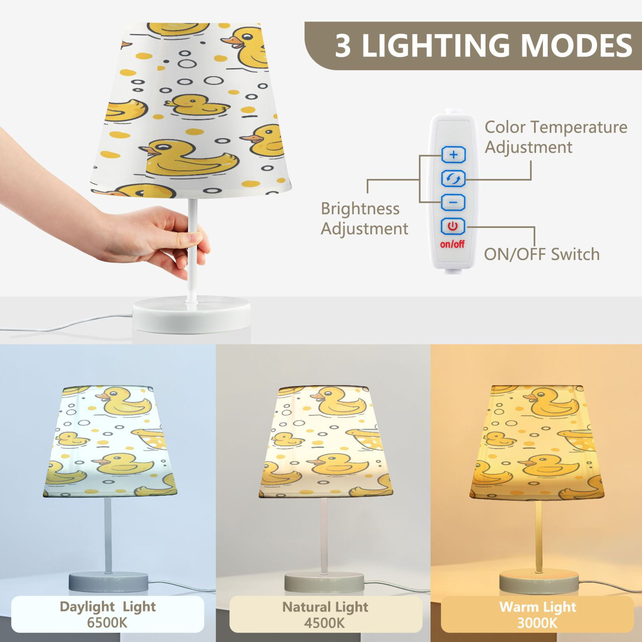 Duck and Bubbles Desk Lamp LED Table Nightstand Lamps with 3 Color Temperatures for Home Bedroom Living Room Decor 8x12