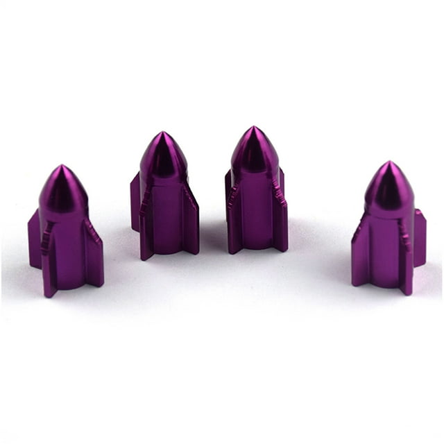 4pcs Tire Valve Stem Caps Professional Covering Accessories Vehicle Modified Components Solid Color Wheel Air Cover Replacement Purple