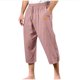 thumbnail image 2 of Ceisia Men's Gift Relaxed Three-quarter Cotton Linen Pants Breathable Elastic Waist Frog Button Multi-Color, 2 of 7