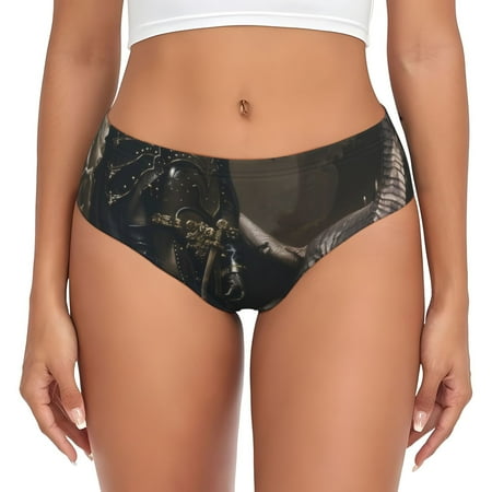Naloa Medieval Knight And Dragon Womens No Show Cotton Underwear Mid-High Waisted Soft Ladies Panties Strech Breathable Briefs -Small