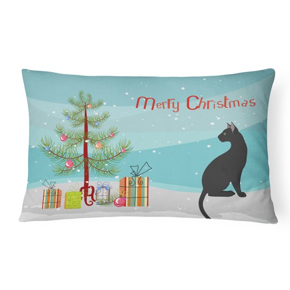 Carolines Treasures CK4784PW1216 Pantherette Cat Merry Christmas Canvas Fabric Decorative Pillow, 12H x16W, multicolor