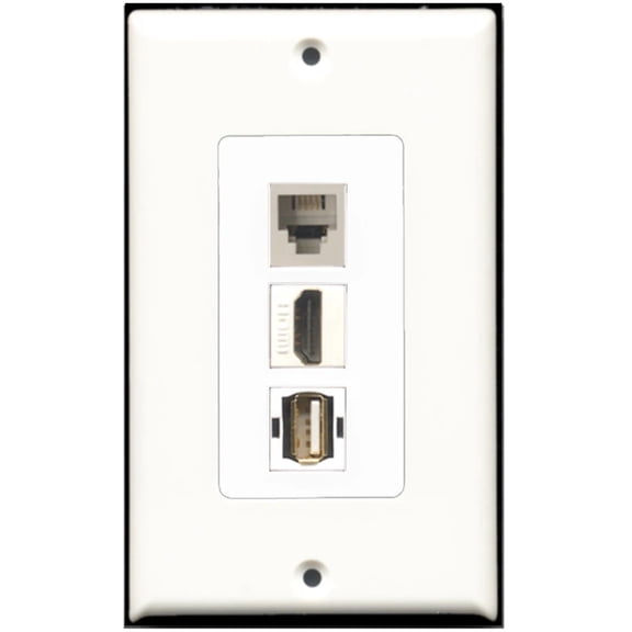 Ultra Spec Cables 1 Port HDMI 1 Port USB A-A 1 Port Phone RJ11 RJ12 Wall Plate F/F DecorZ