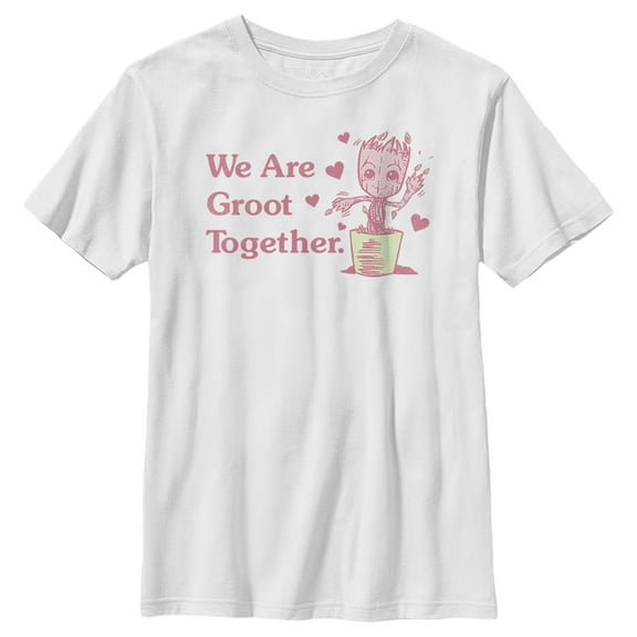 Boy's Marvel We are Groot Together  Graphic Tee White X Large
