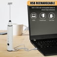 thumbnail image 3 of Fouet à Oeufs Électrique Portatif Mousseur à Lait Mousseur Mélangeur USB Rechargeable avec 2 Fouets en Acier Inoxydable 3 Vitesses Réglables pour Cappuccinos Latte Chocolat Chaud Laits Frappés Mélange d'Oeufs, 3 of 7