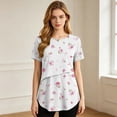 thumbnail image 5 of Hxshgdsn Womens Maternity Nursing Top for Breastfeeding Short Sleeve Cute Printed Round Neck Pullover Tops（White/XL）, 5 of 9