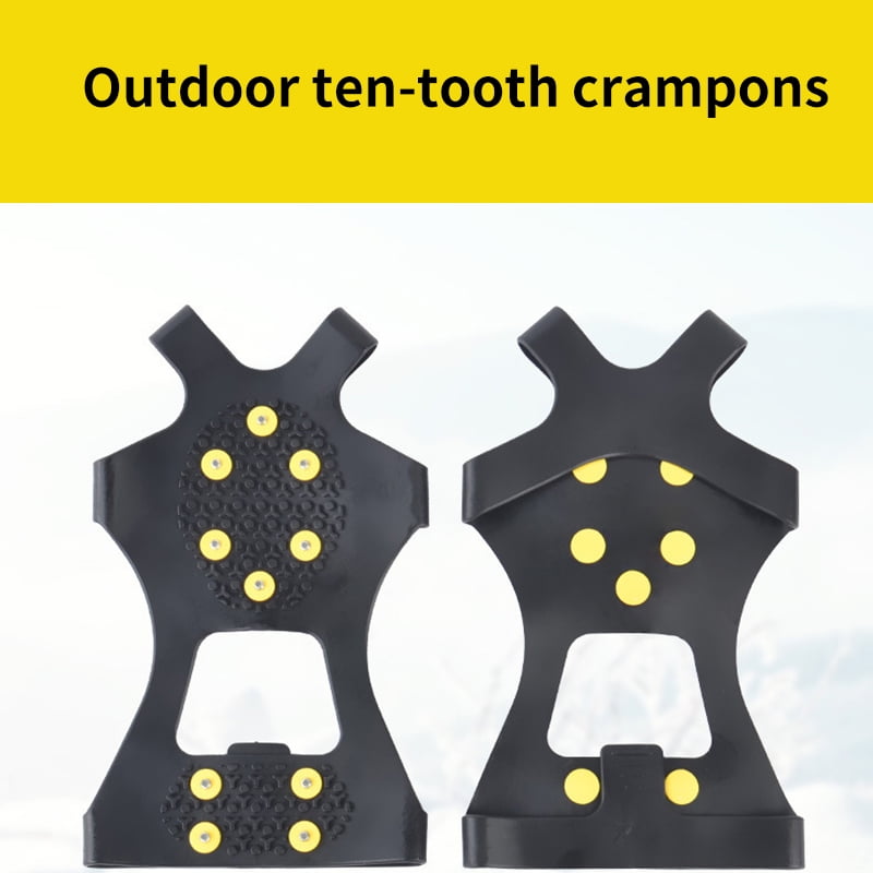 10 Studs Anti-Skid Snow Ice Climbing Shoe Spikes Grip Crampons Cleats Overshoes 