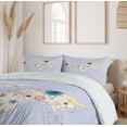 thumbnail image 6 of Ambesonne Cartoon Duvet Cover Sets, Map Soft Blooms, 2-Queen, Cream Lilac, 6 of 6