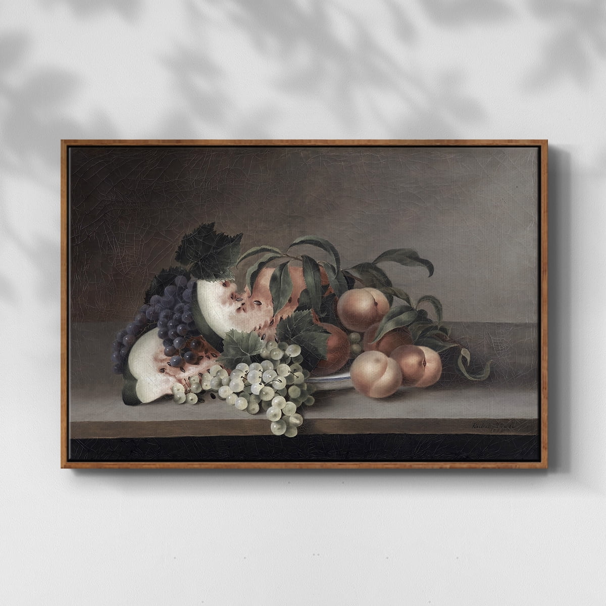 Vintage Botanical Print-XLII By Wexford Home Framed in Walnut Wood Gallery Wrapped Canvas 27 in. x 41 in.