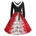 thumbnail image 1 of TIMIFIS Robes de Noël pour Femmes, Robes Maxi pour Femmes Robe Vintage de Vacances Manches Longues Col en V en Fourrure Robe Dos Nu, 1 of 3