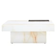 thumbnail image 4 of Imitation marble MDF coffee table 31.4" deep for contemporary living rooms easy setup, 4 of 6