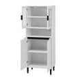 thumbnail image 6 of Tall Storage Cabinet, Storage Cabinet with 2 Glass Display Door & 2 Doors, Pantry Storage Cabinet for Bathroom, Dining Living Room, White, 6 of 7