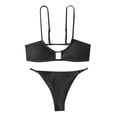 thumbnail image 4 of hoksml Women Bathing Suit Fashion Women Split Two Piece Swimsuit Show Waist Solid Color Sexy Bikini Clearance, 4 of 5