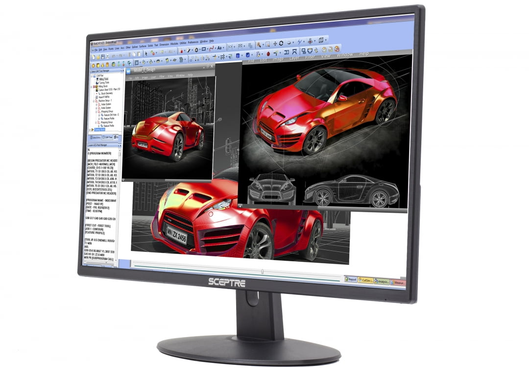 Sceptre E248W-19203R 24" Ultra Thin 75Hz 1080p LED Monitor 2x HDMI VGA Build-in Speakers, Metallic Black 2018