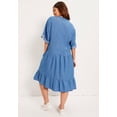 thumbnail image 3 of June & Vie Women's Plus Size Ruffled Denim Dress, 3 of 5