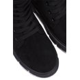 thumbnail image 2 of Cape Robbin Women Ankle Combat Boots Lug Platform Sole Booties Lace Up Round Toe Side Zipper Suede SHANDA Black 5, 2 of 4