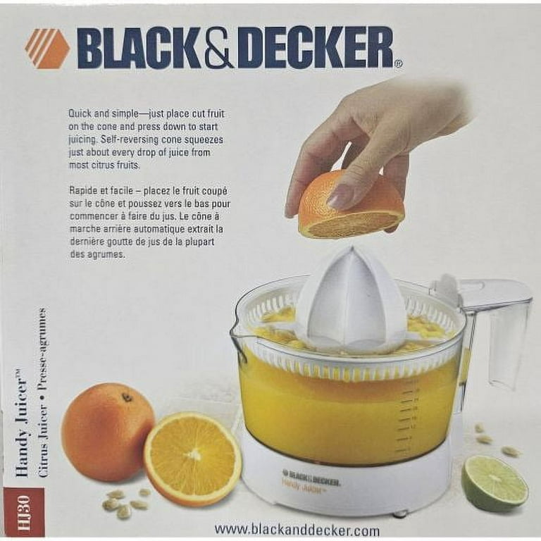 Black & Decker HJ30 Handy Electric Citrus Juicer 28oz Strainer 