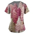 thumbnail image 4 of Dwellite Christmas Scrub Tops for Women Plus Size Short Sleeve V-Neck Fun Xmas Printed Scrub Top 2025 Holiday Medical Nursing Uniforms Pink 3XL, 4 of 4