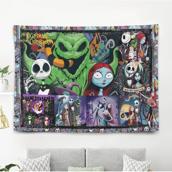 Tapestry for The Nightmare Before Christmas wall hanging Bedroom Dorm Wall Art Funny Backgrounds Banner Party Poster Decorations Kids Girls Teens Gifts Funny 40×60 inch