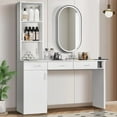 thumbnail image 3 of DreamCurship Wall Mount Styling Station for Hair Stylist, Salon Barber Stations with 3-Tier Storage Shelf with Door, White, 3 of 8