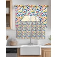 thumbnail image 2 of Colorful Boho Swag Valance and Tier Curtains 36'' Length Set, Polka Dots Yellow Blue Ombre Bohemia Light Filtering Kitchen Curtains, Tier Curtain Valances for Bathroom/Living Room/Bedroom/Café, 2 of 6
