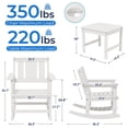 thumbnail image 5 of SERWALL Outdoor Rocking Bistro Set, 3 Pieces Patio Furniture Set, Porch Chairs and Coffee Table Set with Umbrella Hole, for Lawn Balcony Deck, White, 5 of 12
