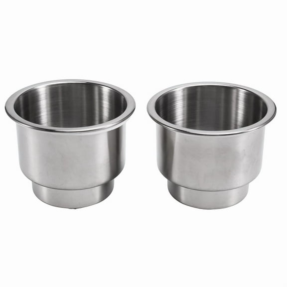2Pcs Stainless Steel Cup Drink Holders for Marine Boat Car Truck RV W Drain