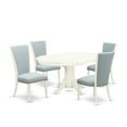 thumbnail image 6 of East West Furniture East-West Furniture AVVE5-LWH-15 - A dining room table set of 4 wonderful parson dining chairs with Linen Fabric Baby Blue color and a gorgeous 18" butterfly leaf oval dining..., 6 of 10
