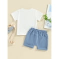 thumbnail image 4 of vera natura 4th of July Toddler Boys Outfits Fuzzy Letter Embroidery Short Sleeve T-Shirts Tops and Shorts 2Pcs Clothes Set, 4 of 9