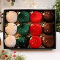 DeskAKBK 12-Pack Fabric Christmas Ball Ornaments, Soft Touch Tree Decorations for Holiday Home Party Festive Decor