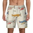 thumbnail image 2 of Picia Striped Vintage Planes pattern Mens Swim Trunks with Compression Liner Stretch Beach Shorts Quick Dry with Zipper Pockets No-Chafing Board Shorts-3X-Large, 2 of 9