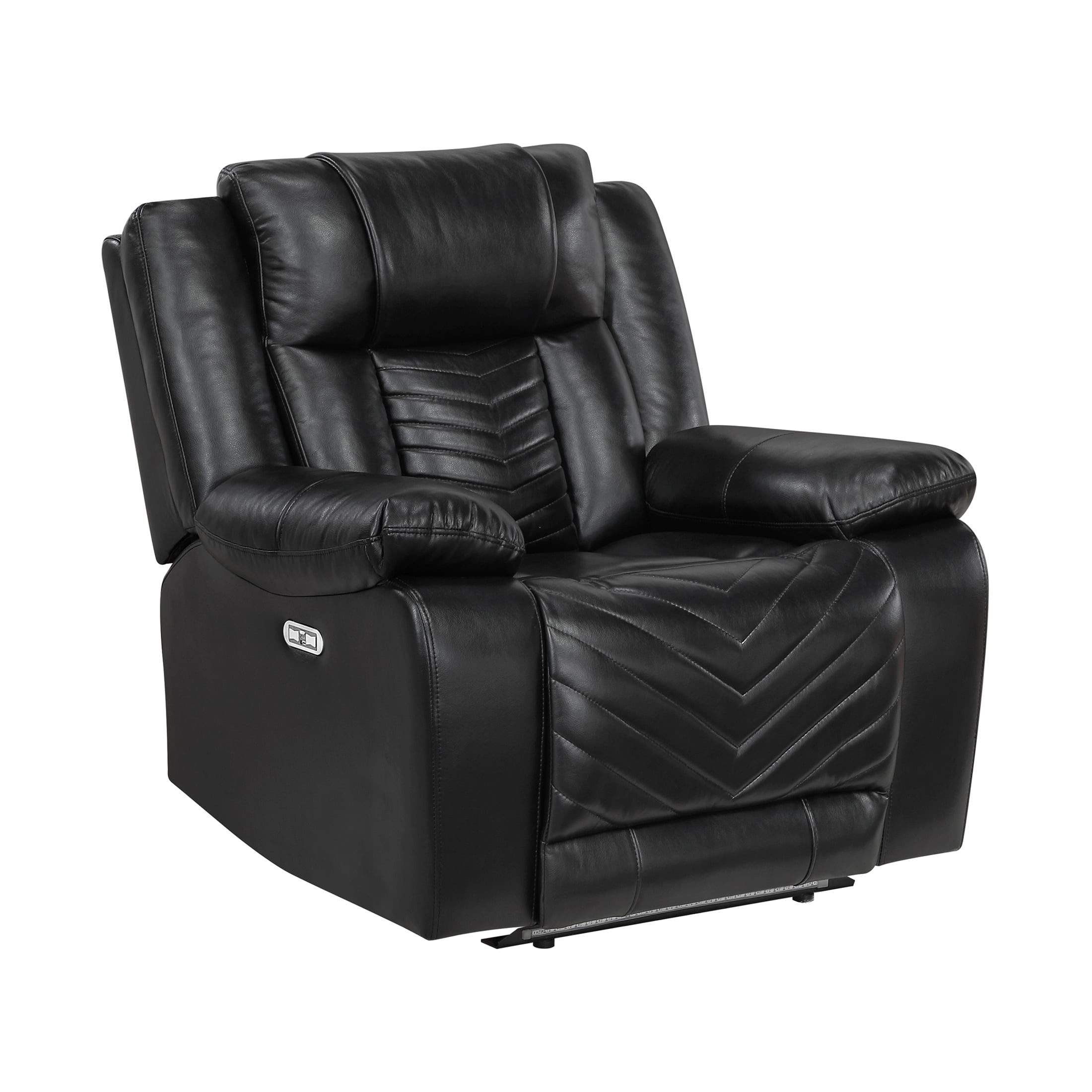OakvillePark Orinthal Faux Leather Power Reclining Chair with LED and Charging Ports, Black