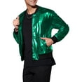 thumbnail image 4 of Lars Amadeus Men's Metallic Jacket Zip Up Disco Party Shiny Varsity Bomber Jacket, 4 of 6