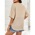thumbnail image 3 of Tops Dokotoo de punto gofrado para mujer, color albaricoque, verano, talla grande, 3 of 3