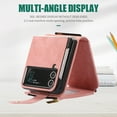 thumbnail image 4 of Allytech Zipper Wallet Case for Samsung Galaxy Z Flip4 with Wrist Strap & Shoulder Strap, Premium PU Leather Card Slots Kickstand Magnetic Clasp Shockproof Protective Cover Case - Pink, 4 of 7