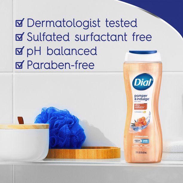 Dial Shower Gel, Pamper & Indulge, Silk & Seaberry, 16 fl oz Body