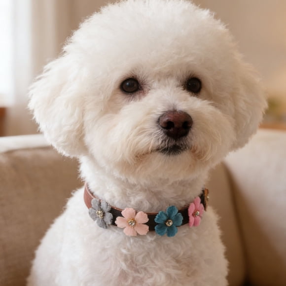 SHOWERORO Collar Para Perro Con Floral Ajustable Con Y Correa Combinable Multicolor Para Mascotas