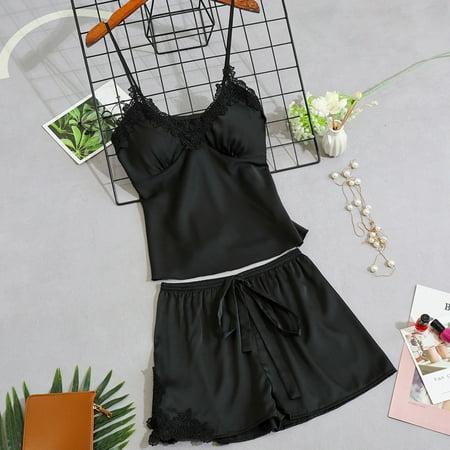 

Medcursor Lace Underwear Set Sling Bowknot Sexy Sleepwear Womens Nightdress Satin Lingerie