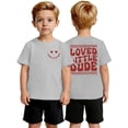 thumbnail image 2 of VNKIDY Boys T-Shirt Letter Heart Graphic Print Short Sleeve T Shirt Crewneck Casual Fit Top For Kids Youth Daily Going Out Wear Leisure Top, 2 of 4