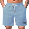 thumbnail image 2 of Mens Shorts Jacquard Casual Cable Knit Drawstring Elastic Waist Summer Beach Lounge SweatShorts Texture Short Pants with Wide Contrast Waistban Light Blue XXL, 2 of 6