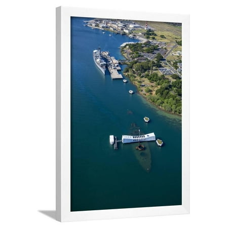 Uss Arizona Uss Missouri - USS Missouri and USS Arizona Memorial, Pearl Harbor, Oahu, Hawaii Framed Print Wall Art By Douglas Peebles