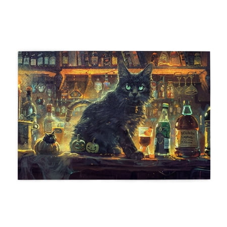 1000 PCS Puzzles For Adults 1000 Pieces Black Cat In The Tavern Challenging Brain Exercise Chic Holiday Gifts Unique Artwork For Adults For Cat & Puzzle Enthusiast Gifts High Difficulty Wooden Puzzle