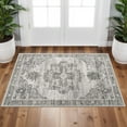 thumbnail image 2 of General Washable 2x3 Area Rugs - Large Boho Rugs for Living Room Stain Resistant Carpet Vintage Tribal Rugs for Bedroom Kitchen Bathroom with Non Slip Backing Home Decor Floor Decoration Mat 2x3 Grey, 2 of 17