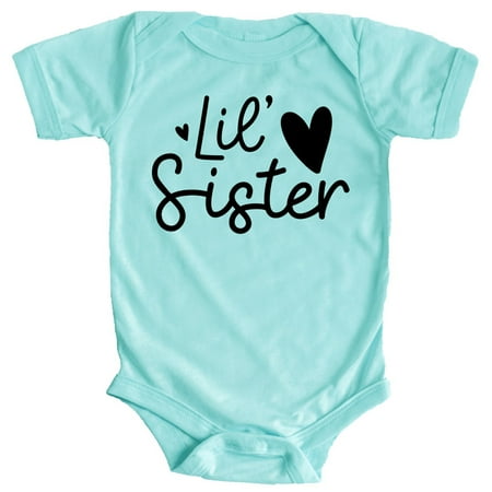 

Olive Loves Apple Lil Sister Heart Bodysuit for Baby Girls Sister Sibling Outfits Chill Bodysuit Newborn