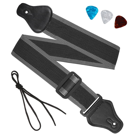 Adjustable Guitar Strap,Nylon Guitar Straps for Electric/Acoustic Guitar Bass Ukulele,Electric Guitar Strap Shoulder Belt with 3 Pick Holders,Guitar Accessories Set - Black