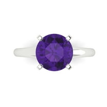 2.5 ctw Solitaire Anniversary Ring for Women | Round Cut Natural Amethyst | Hyperallergenic Solid 18K White Gold