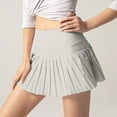thumbnail image 2 of Pxkloy Womens Pleated Tennis Skirt with Shorts High Waisted Workout Skort Mini Skirt Solid 2 in 1 Quick Dry Athletic Skorts Gray,XL, 2 of 6
