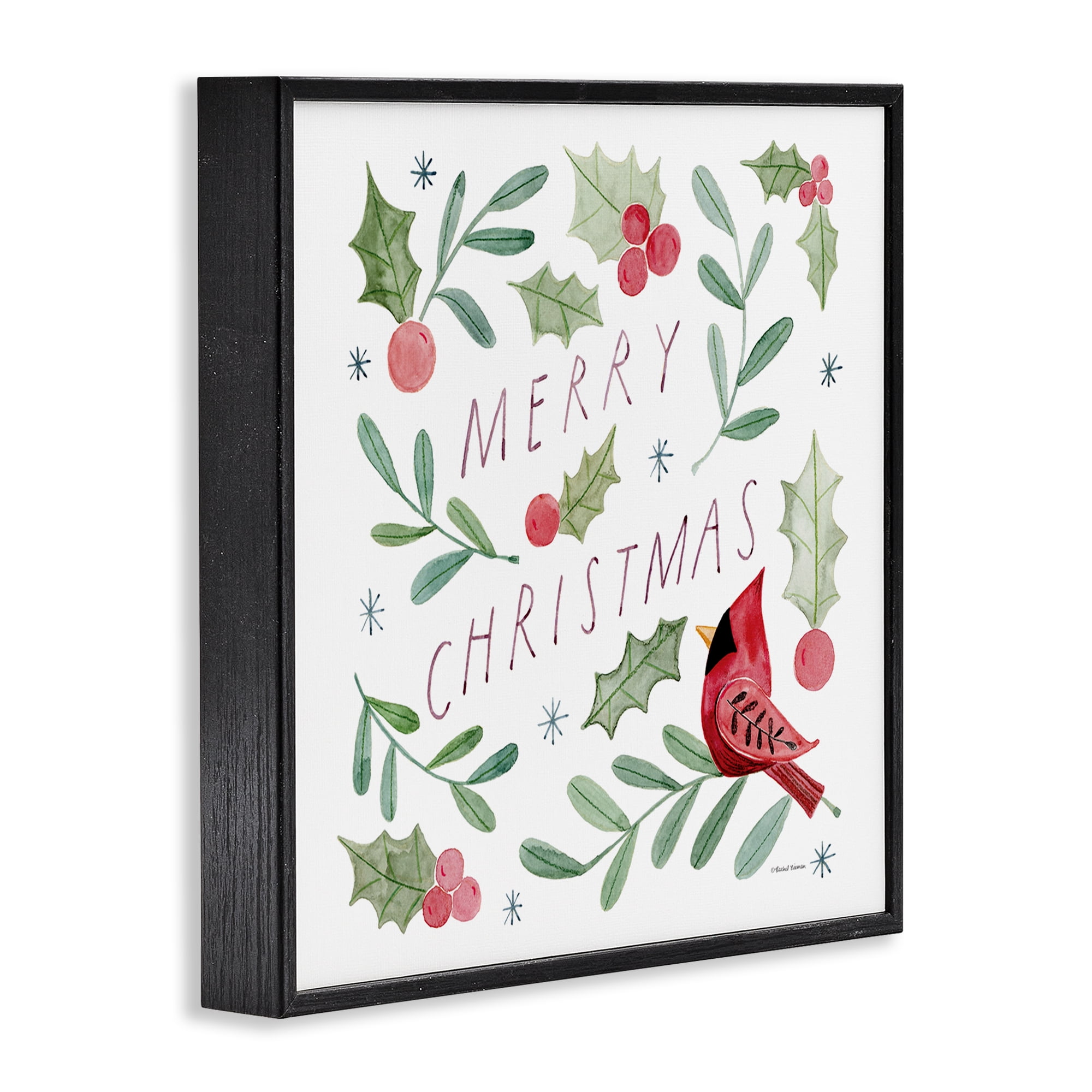 Stupell Industries Soft Whimsical Christmas Holiday Painting Black Framed Art Prints Wall Art, 12 x 12